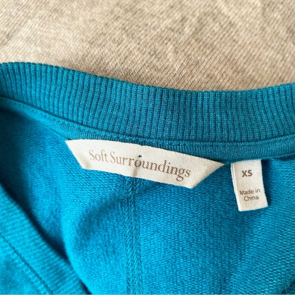 Soft Surroundings Siesta Soft Tunic V Neck‎ Pullover Size XS Blue Lagenlook